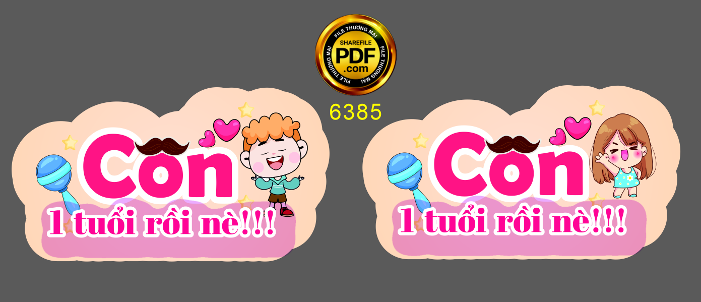 Hastag sinh nhật “Con 1 tuổi rồi nè!!!” file cdr x7