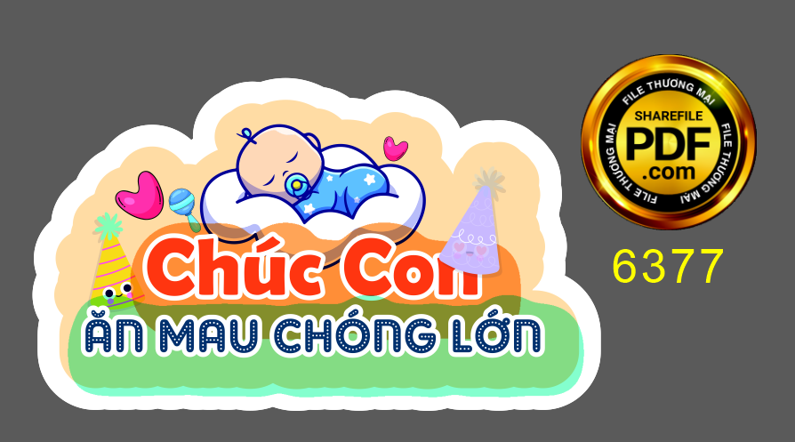 Hastag sinh nhật “Chúc con ăn mau chóng lớn” file cdr x7