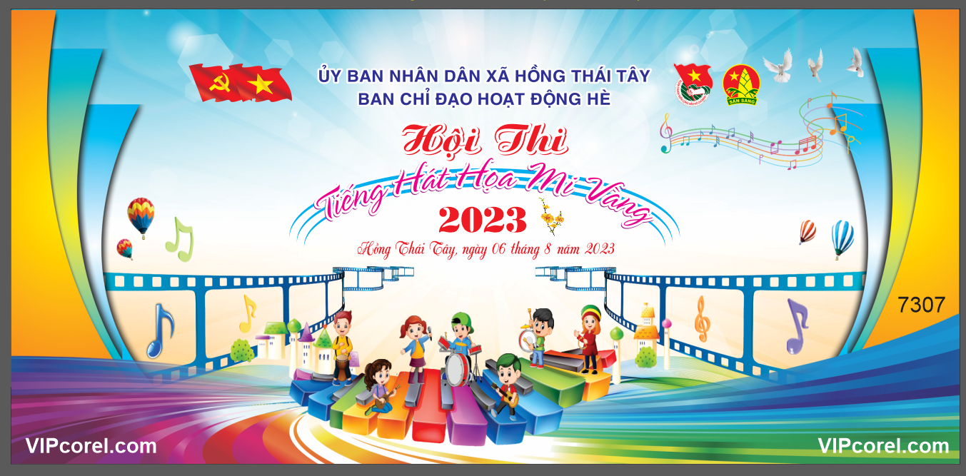 Backdrop Hội Thi tiếng hát họa mi vàng năm 2023 file corel