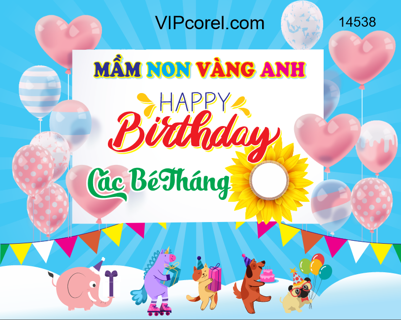 Market Happy Birthday Các bé tháng file corel