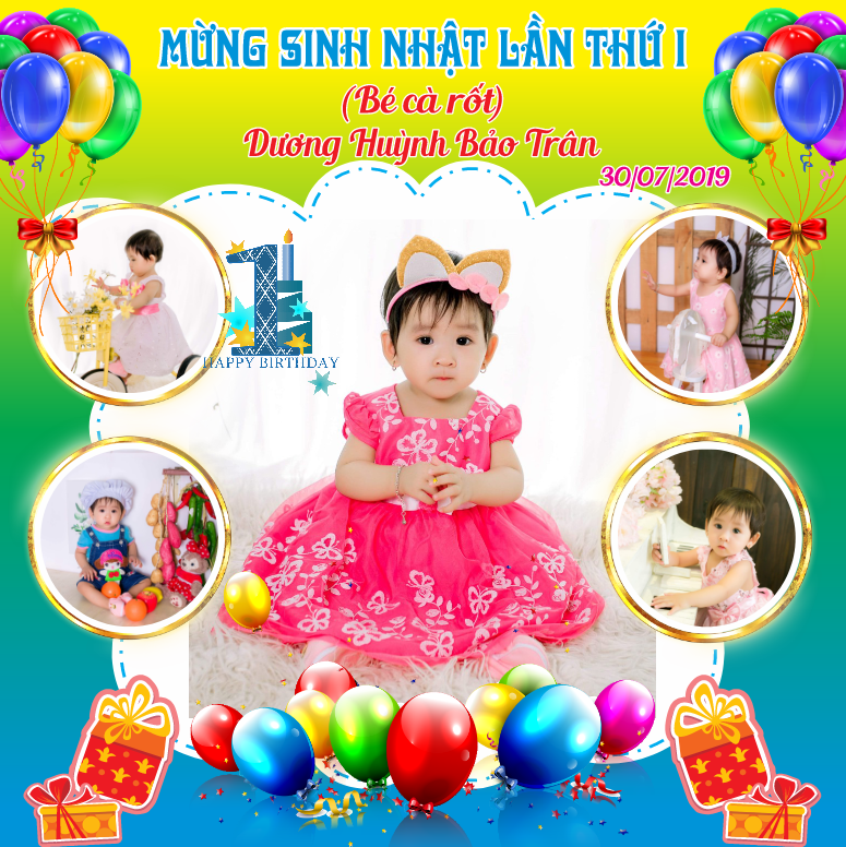 Market chúc mừng sinh nhật bé Cà rốt 1 tuổi vector