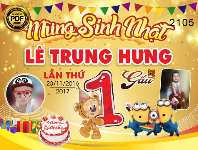 Market mừng sinh nhật Lê Trung Hưng màu gold file CDR