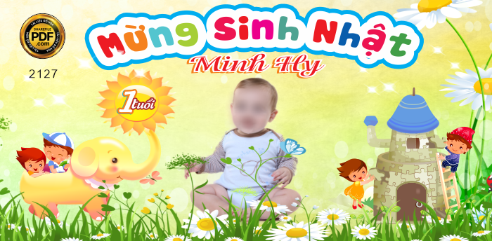 Market mừng sinh nhật Minh Hy 1 tuổi file CDR x5