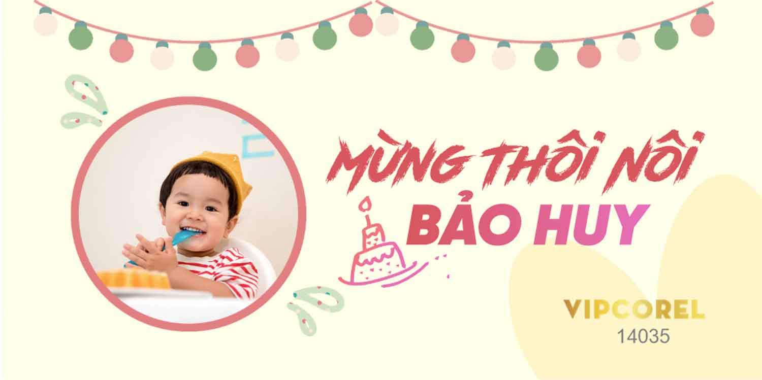 Market Mừng thôi nôi Bảo Huy file vector corel