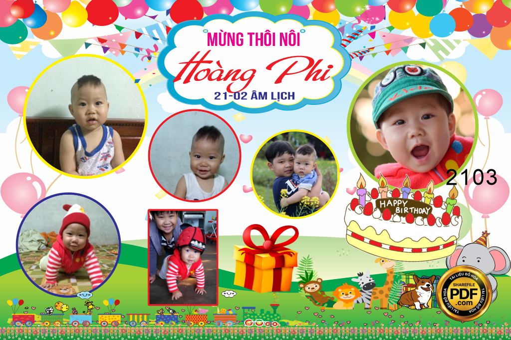 Market sinh nhật mừng thôi nôi Hoàng Phi file CDR