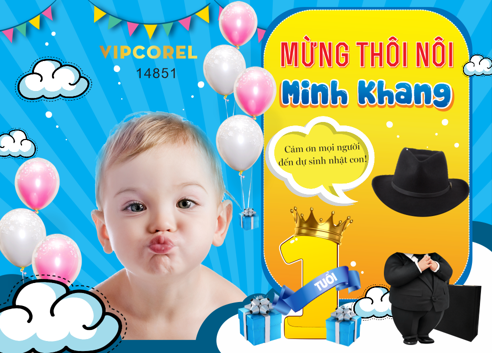 Vector mừng thôi nôi Minh Khang file corel