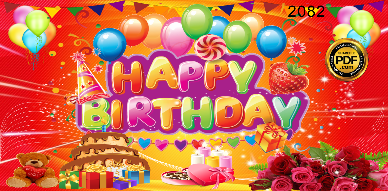 Market phông nền đỏ Happy Birthday CorelDRAW x5