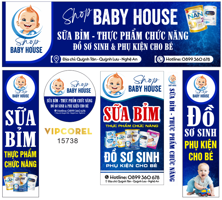 Biển quảng cáo Shop Baby House – sữa bỉm
