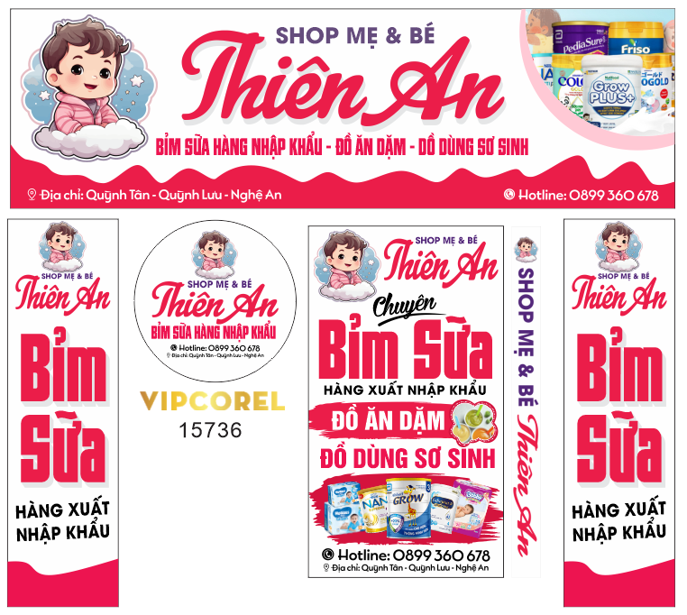 Biển quảng cáo Shop Mẹ & Bé Thiên An file corel