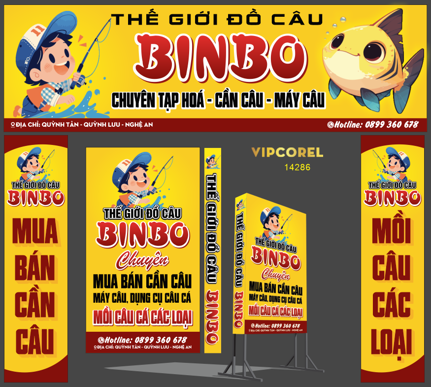 Mẫu biển bảng Thế giới đồ câu Binbo file corel