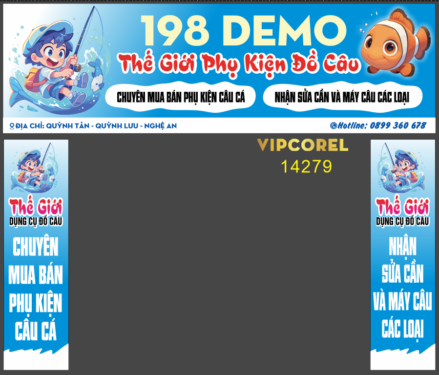 Biển thế giới phụ kiện đồ câu – cần câu file corel