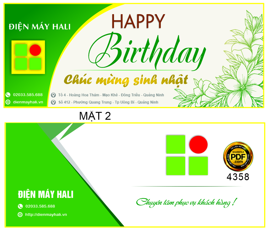 Thiệp Happy Birthday cho siêu thị điện máy Corel