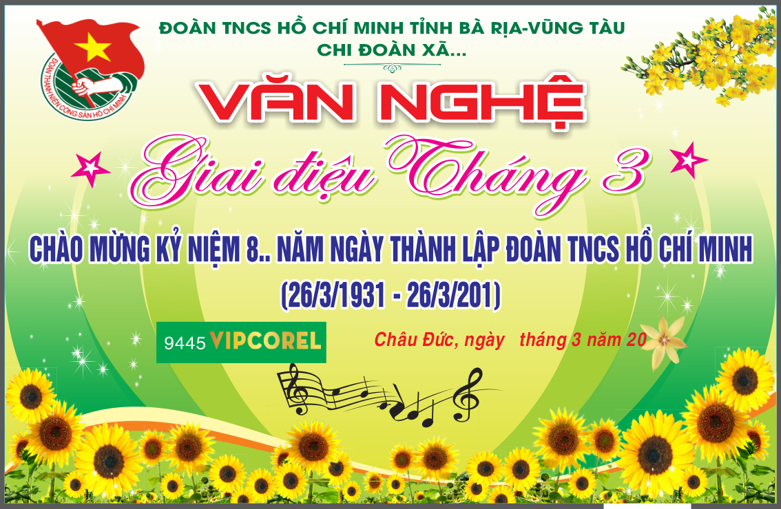 Backdrop văn nghệ kỷ niệm ngày thành lập Đoàn TNC