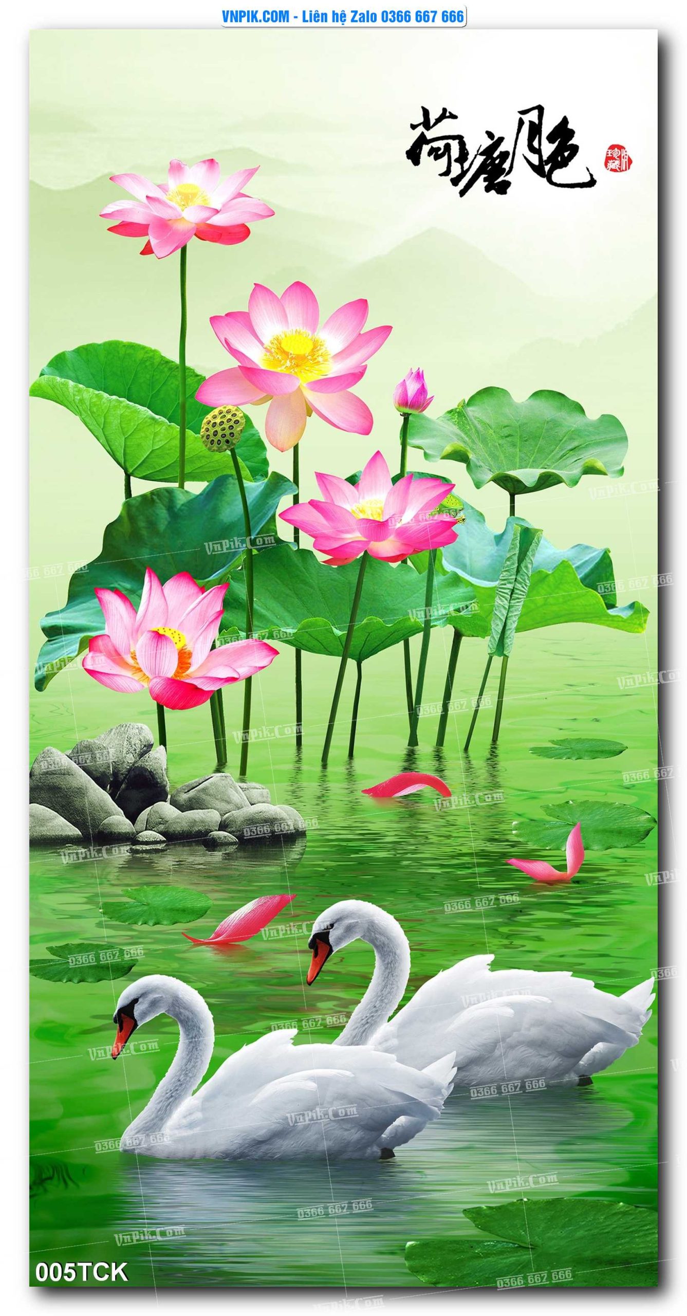 Tranh Hoa Sen – Cá Koi – Cá Chép  005TCK