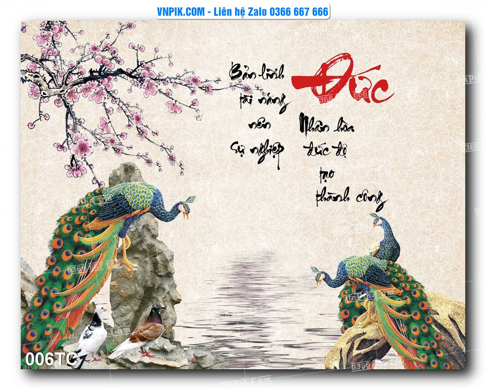 Tranh Treo Tường – Chim Công Hoa Mẫu Đơn 006TC