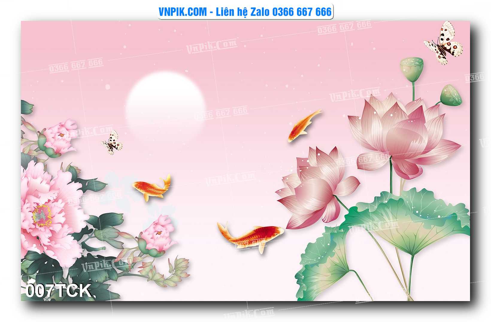 Tranh Hoa Sen – Cá Koi – Cá Chép  007TCK