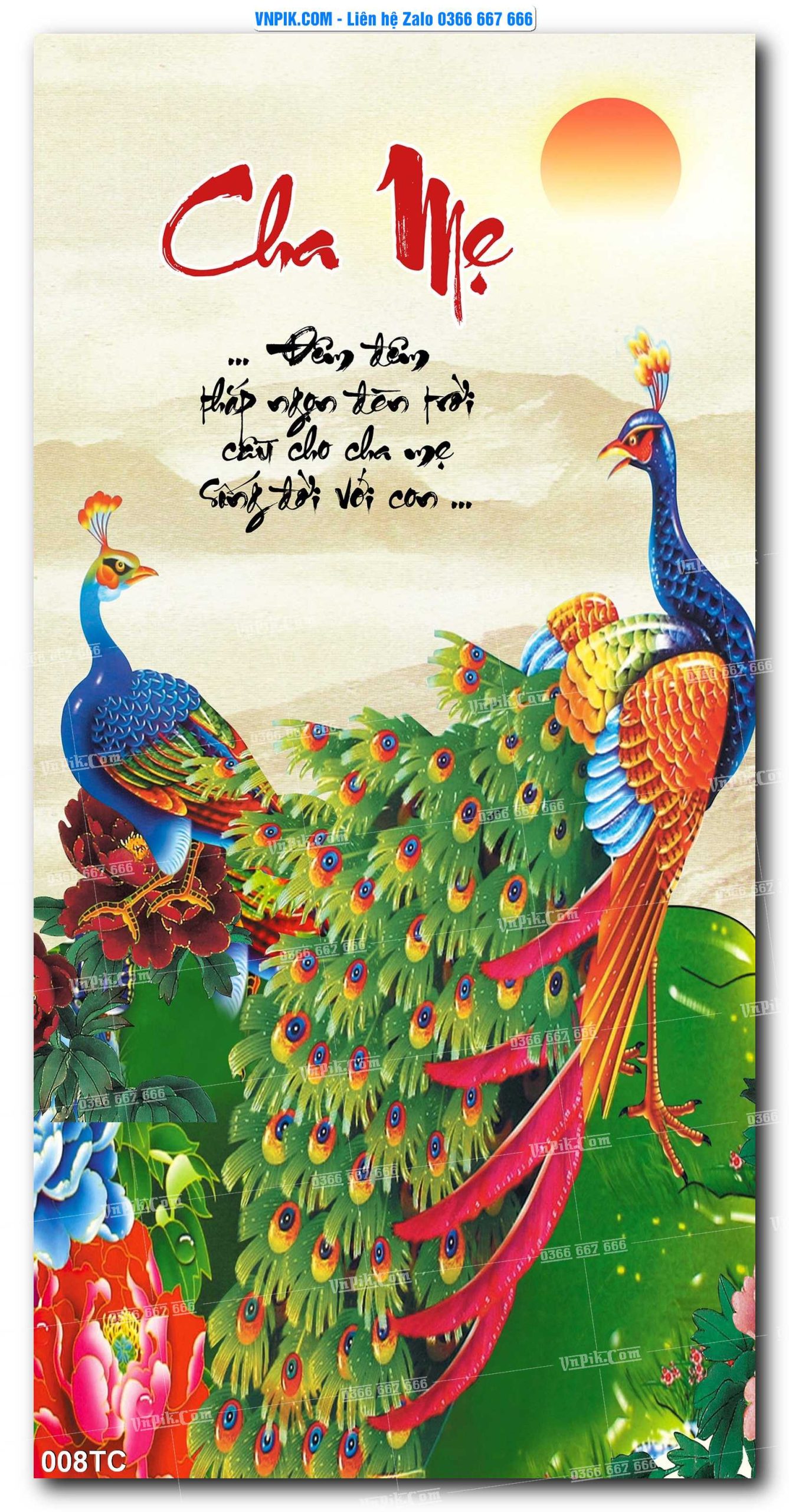 Tranh Treo Tường – Chim Công Hoa Mẫu Đơn 008TC