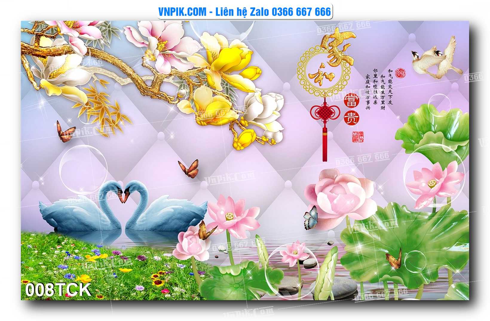Tranh Hoa Sen – Cá Koi – Cá Chép  008TCK
