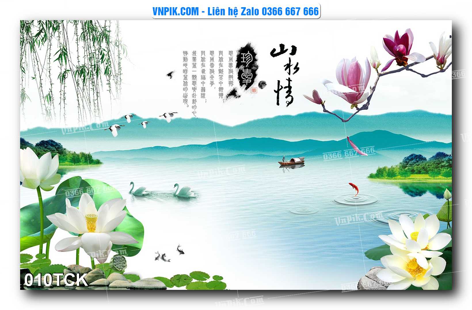Tranh Hoa Sen – Cá Koi – Cá Chép  010TCK