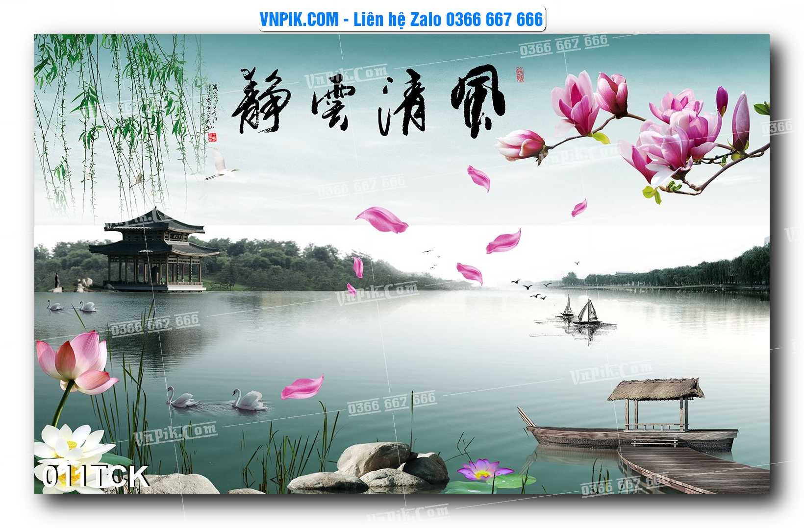 Tranh Hoa Sen – Cá Koi – Cá Chép  011TCK