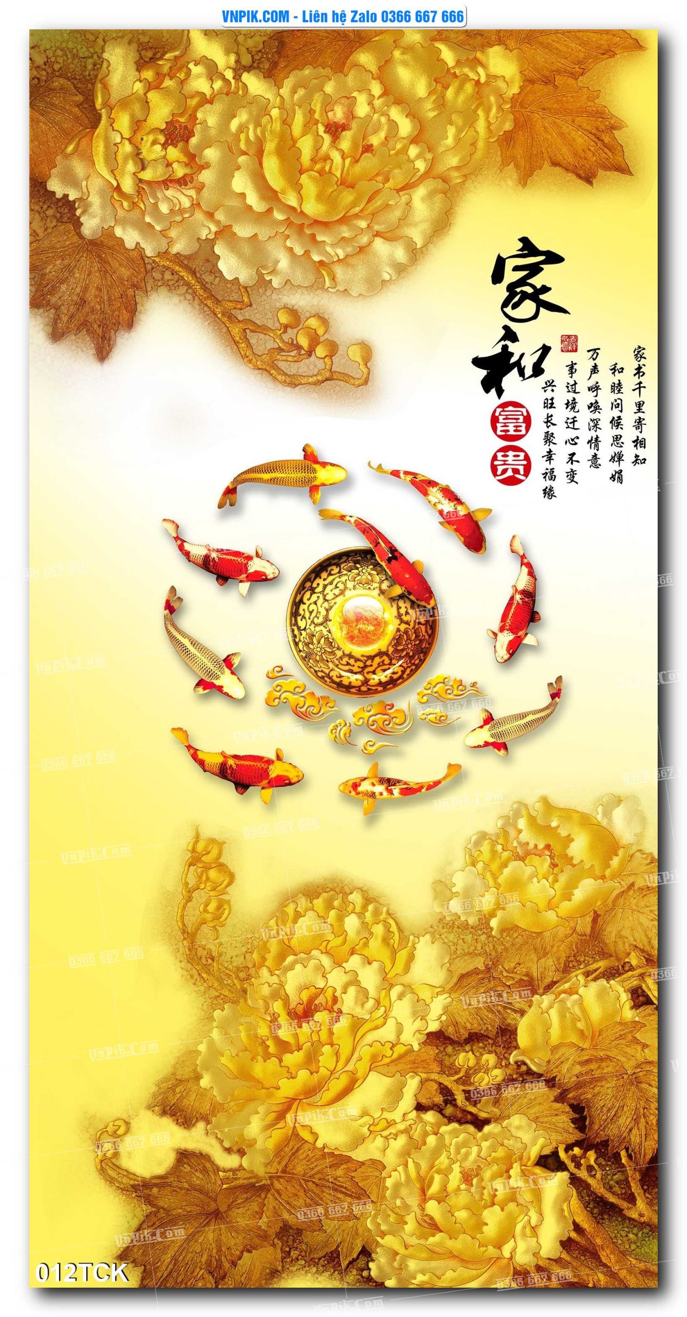 Tranh Hoa Sen – Cá Koi – Cá Chép  012TCK