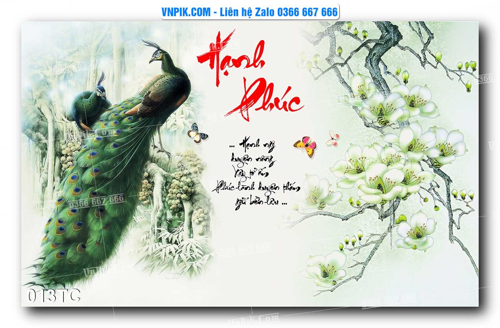 Tranh Treo Tường – Chim Công Hoa Mẫu Đơn 013TC