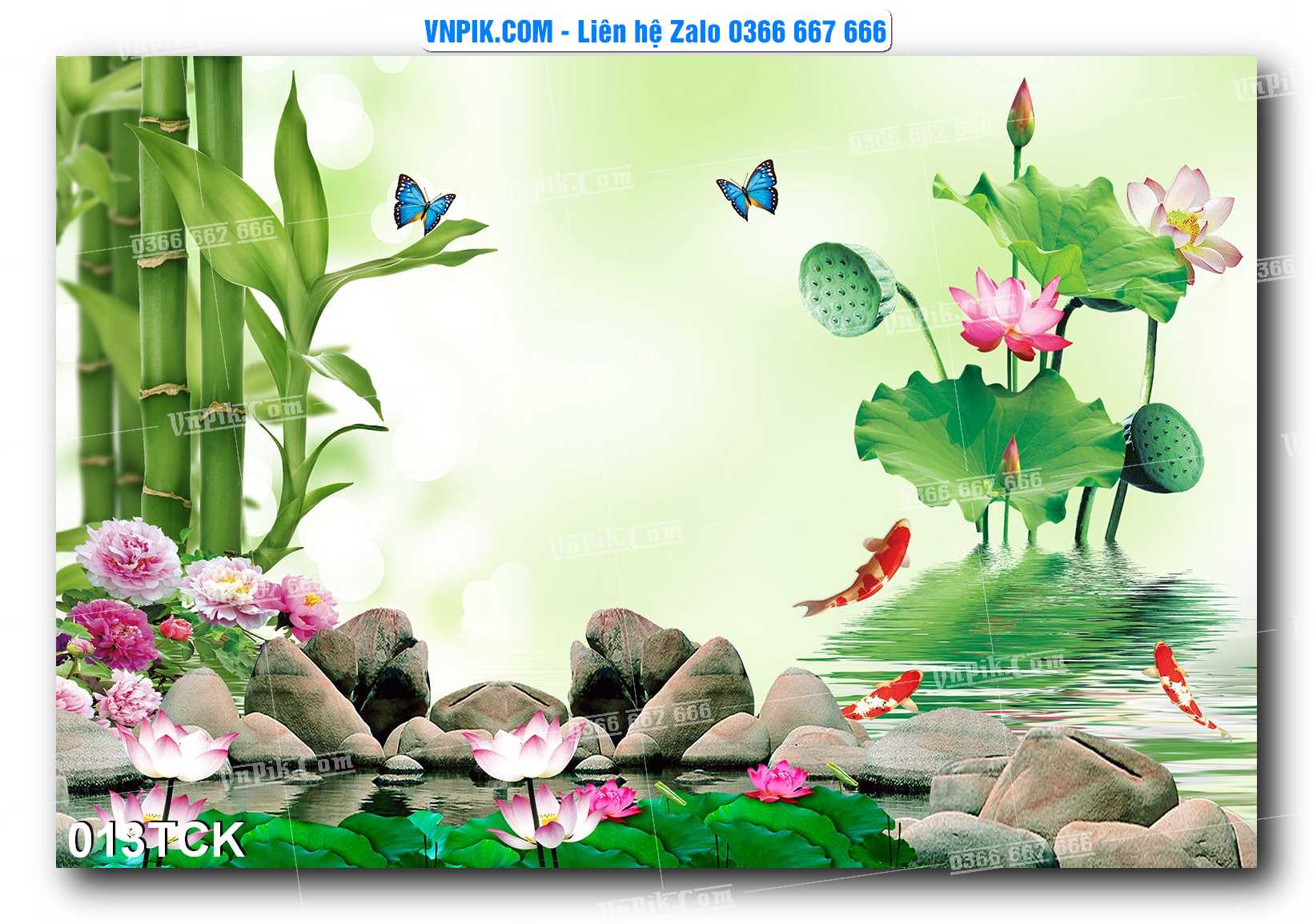 Tranh Hoa Sen – Cá Koi – Cá Chép  013TCK