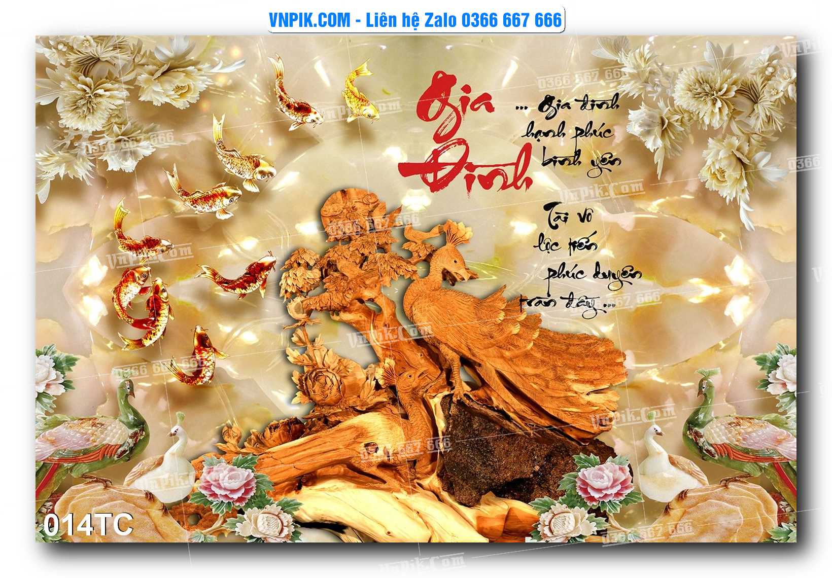 Tranh Treo Tường – Chim Công Hoa Mẫu Đơn 014TC
