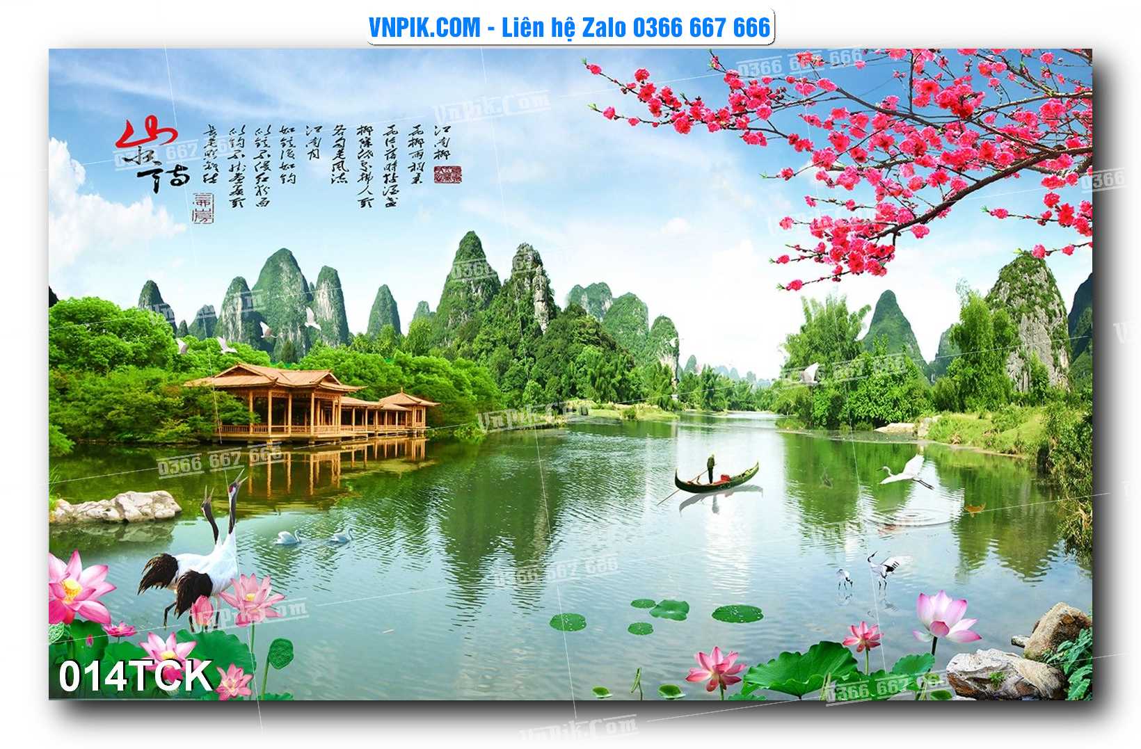 Tranh Hoa Sen – Cá Koi – Cá Chép  014TCK