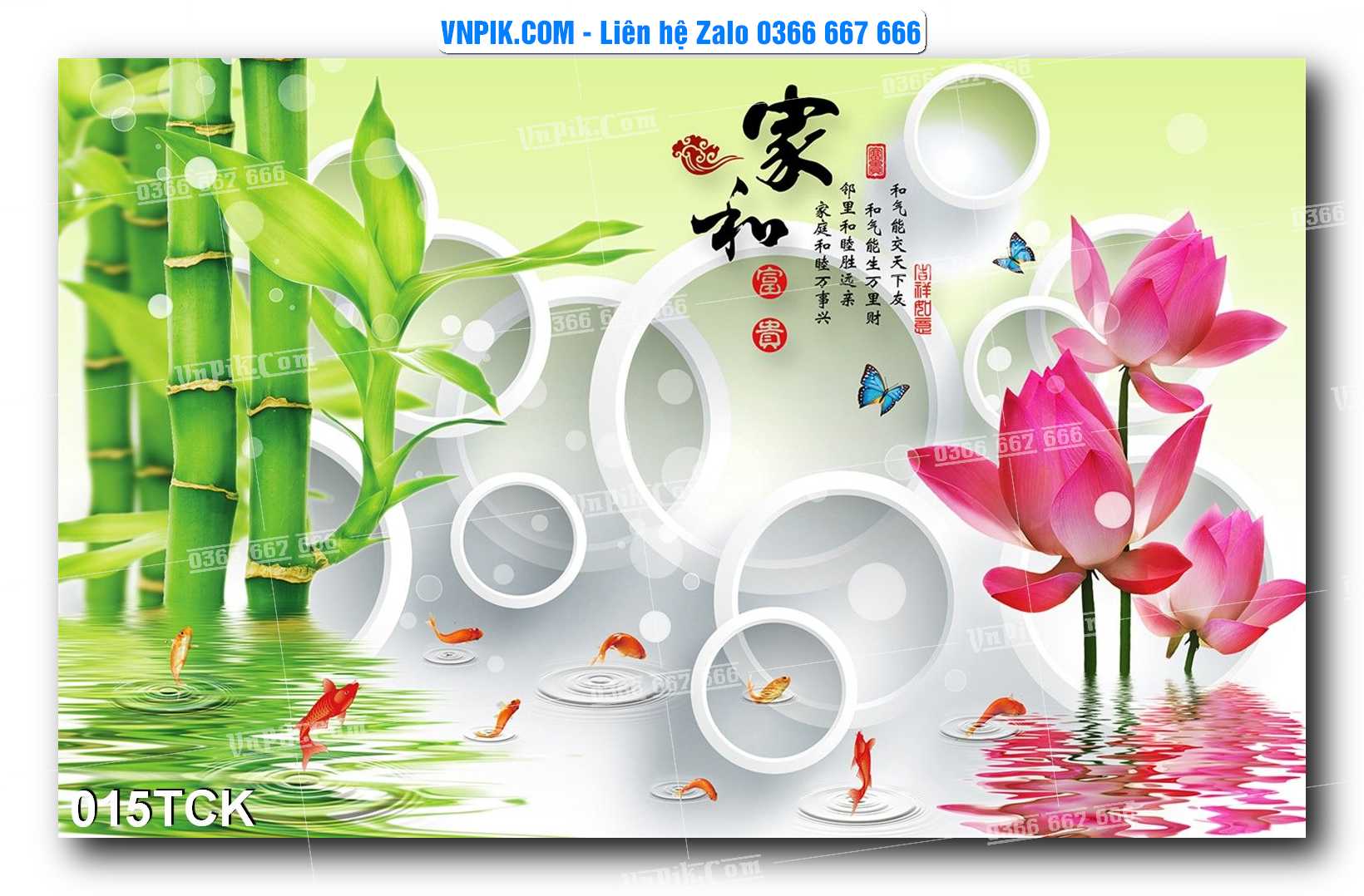 Tranh Hoa Sen – Cá Koi – Cá Chép  015TCK