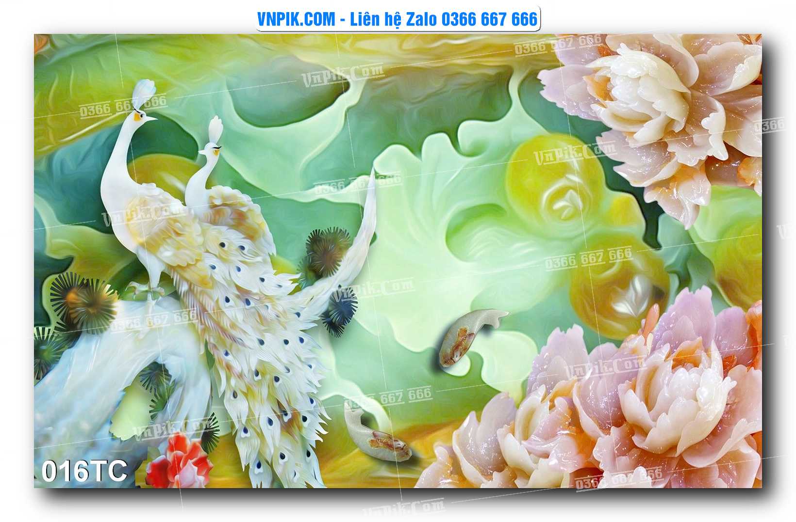 Tranh Treo Tường – Chim Công Hoa Mẫu Đơn 016TC
