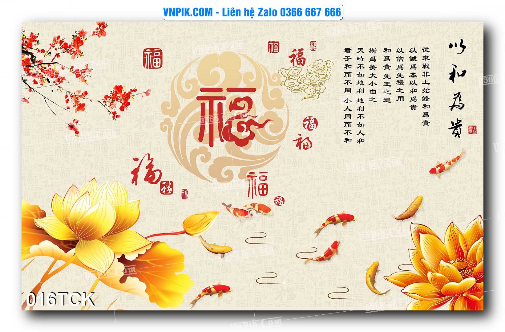 Tranh Hoa Sen – Cá Koi – Cá Chép  016TCK