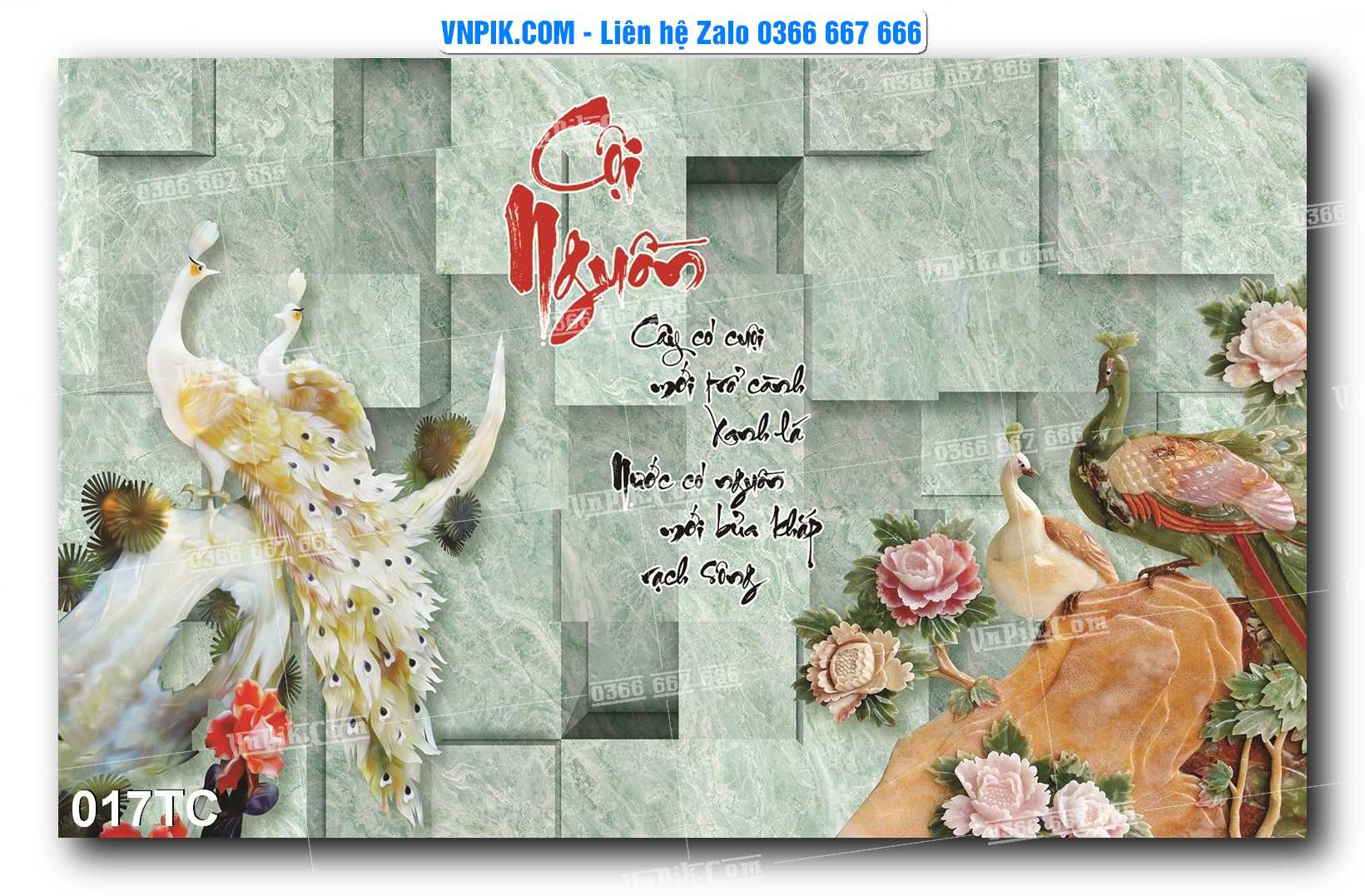 Tranh Treo Tường – Chim Công Hoa Mẫu Đơn 017TC