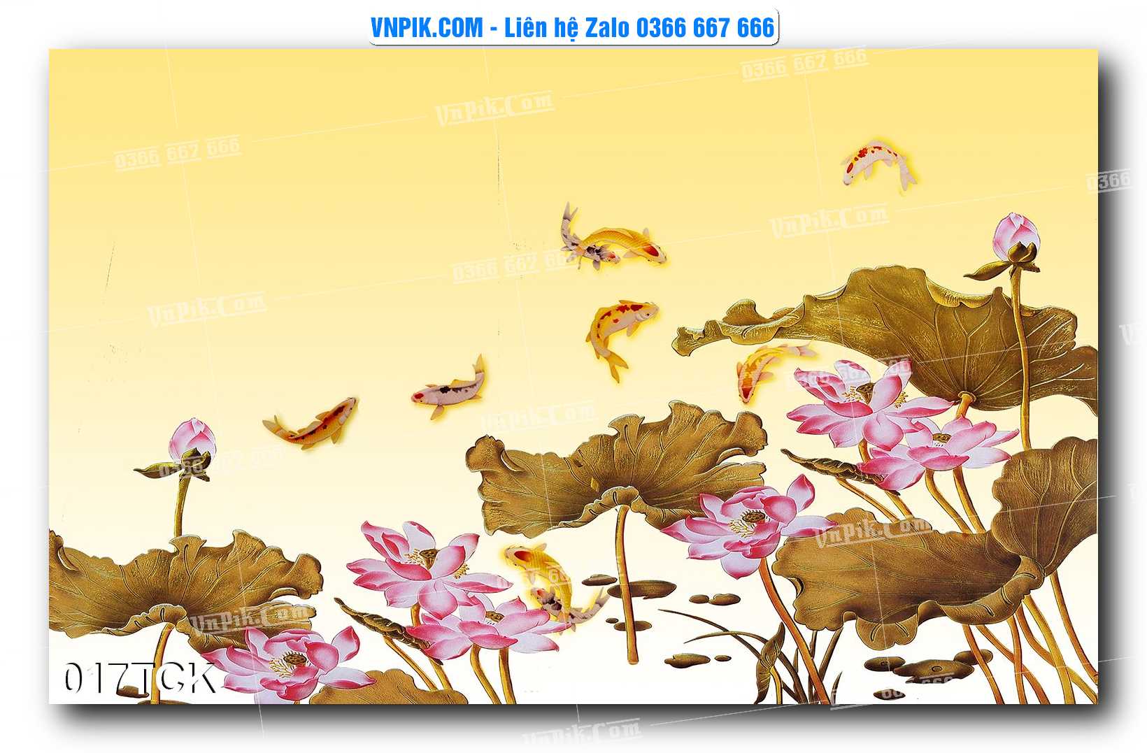 Tranh Hoa Sen – Cá Koi – Cá Chép  017TCK