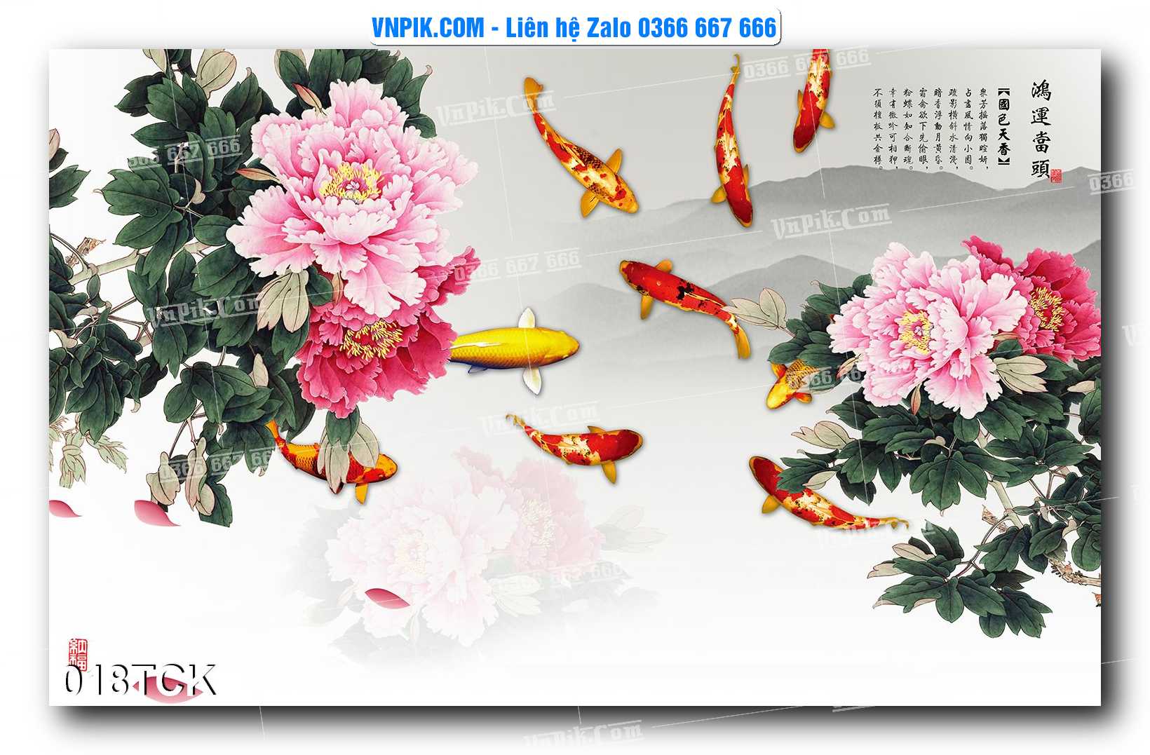 Tranh Hoa Sen – Cá Koi – Cá Chép  018TCK