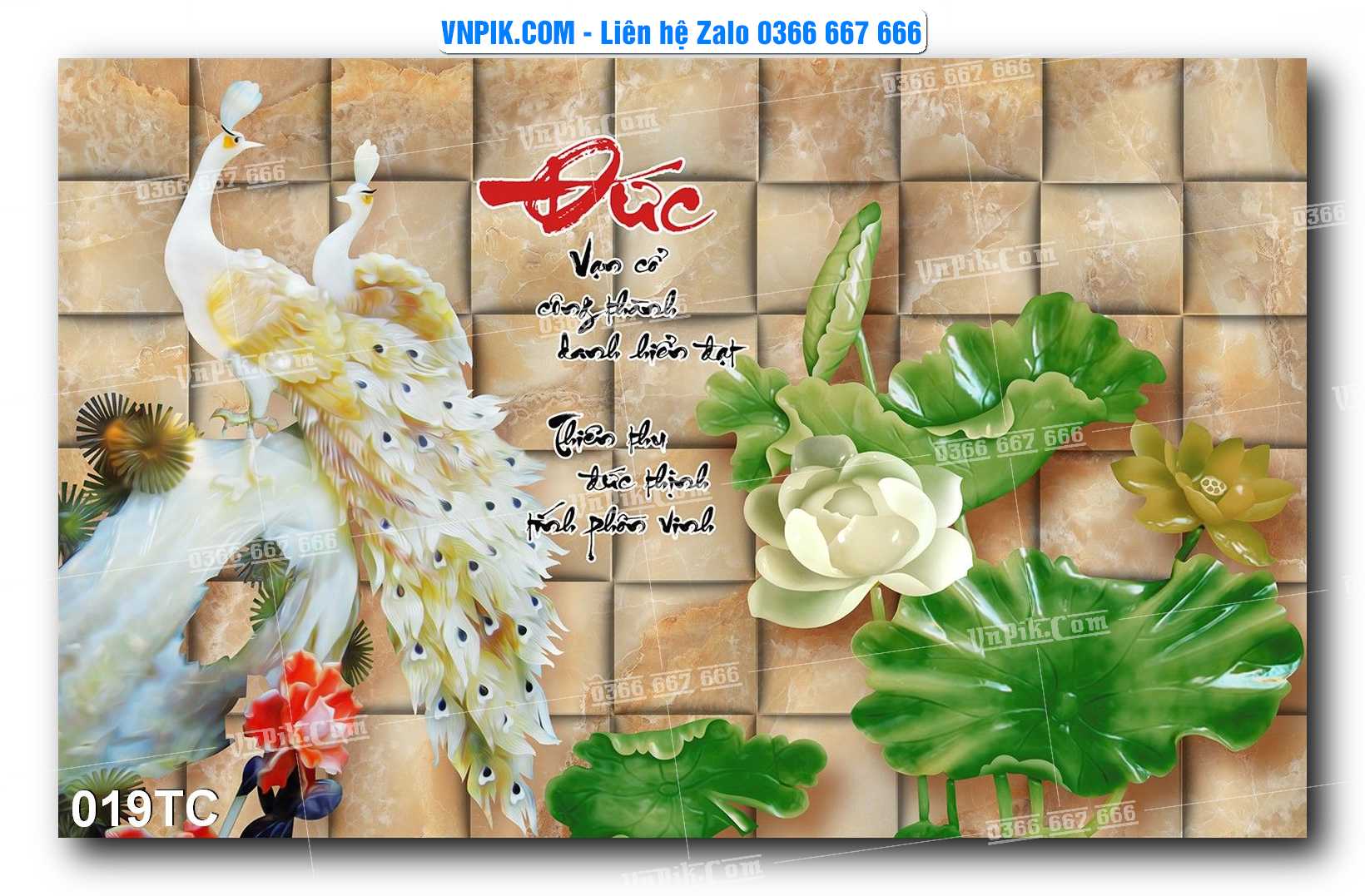 Tranh Treo Tường – Chim Công Hoa Mẫu Đơn 019TC