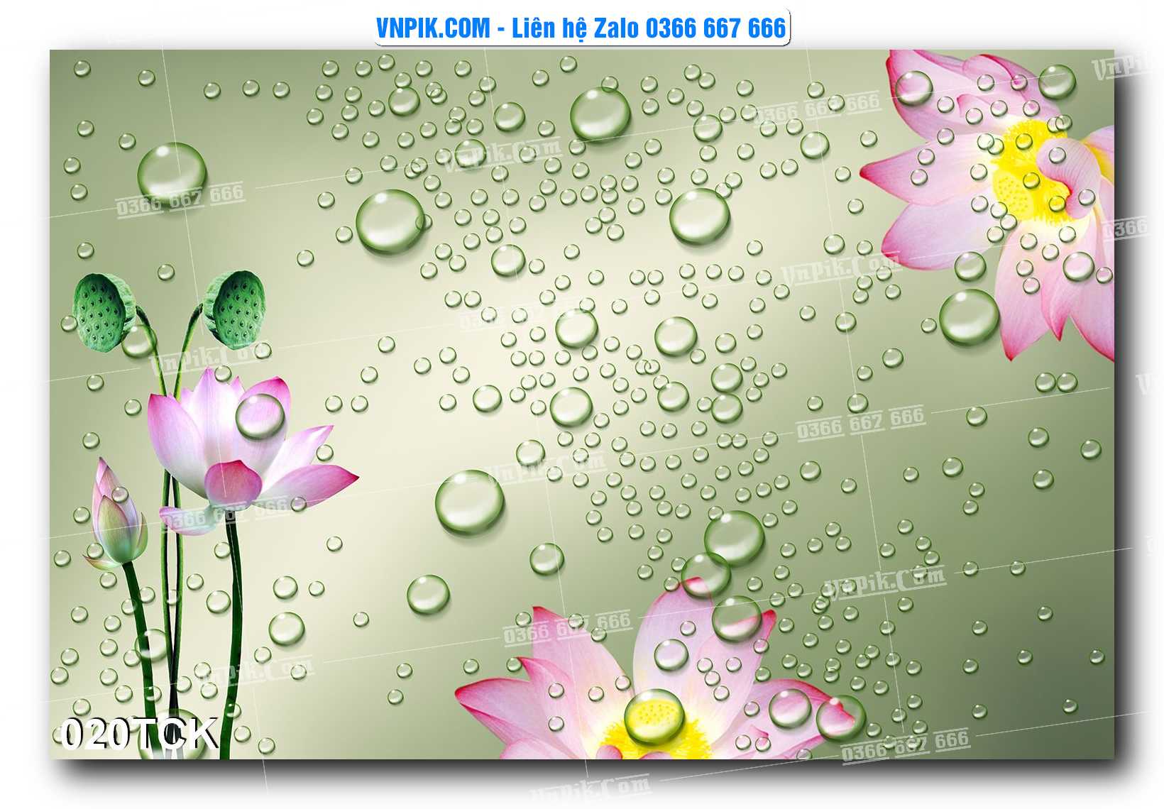 Tranh Hoa Sen – Cá Koi – Cá Chép  020TCK