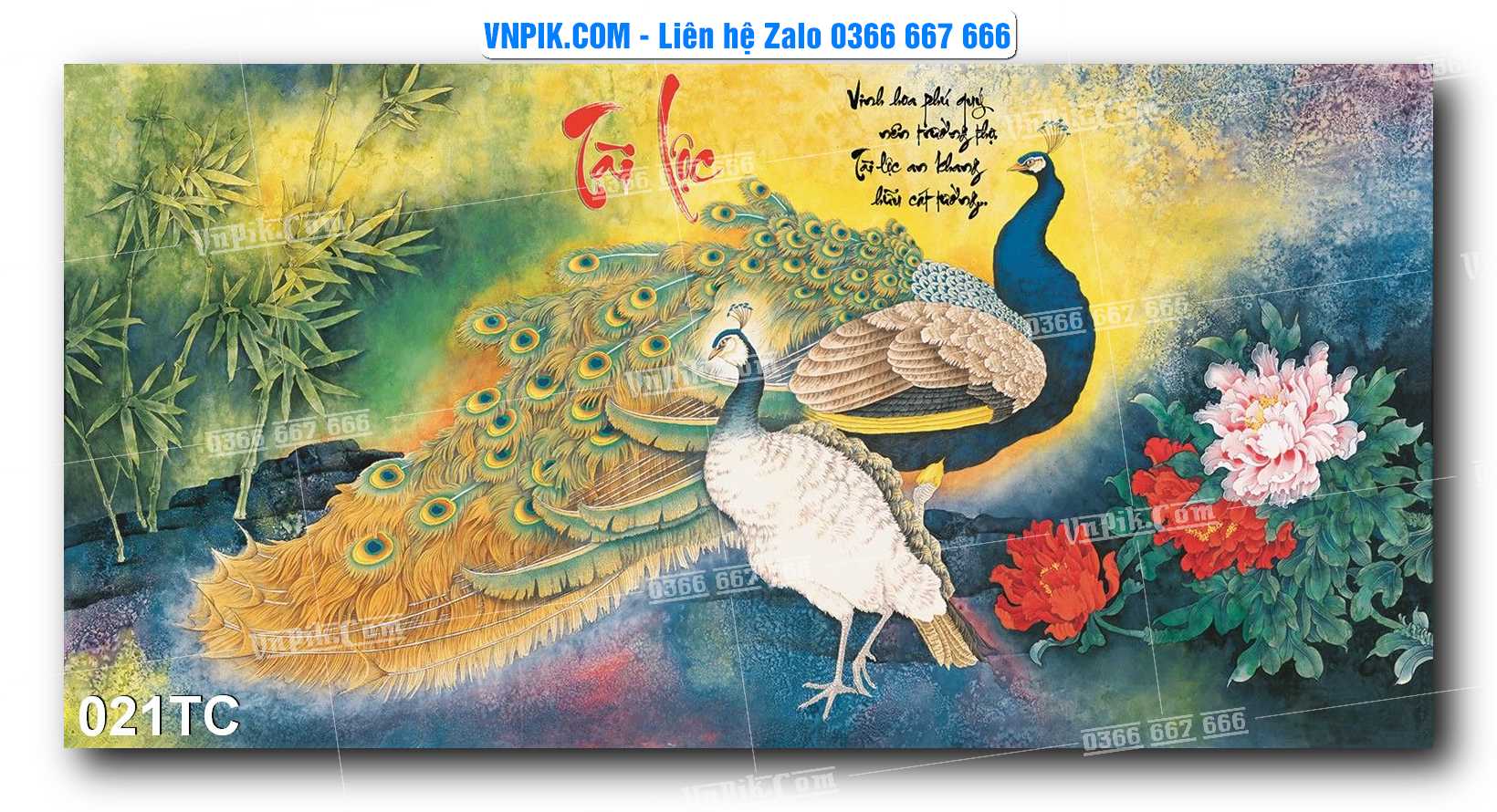 Tranh Treo Tường – Chim Công Hoa Mẫu Đơn 021TC