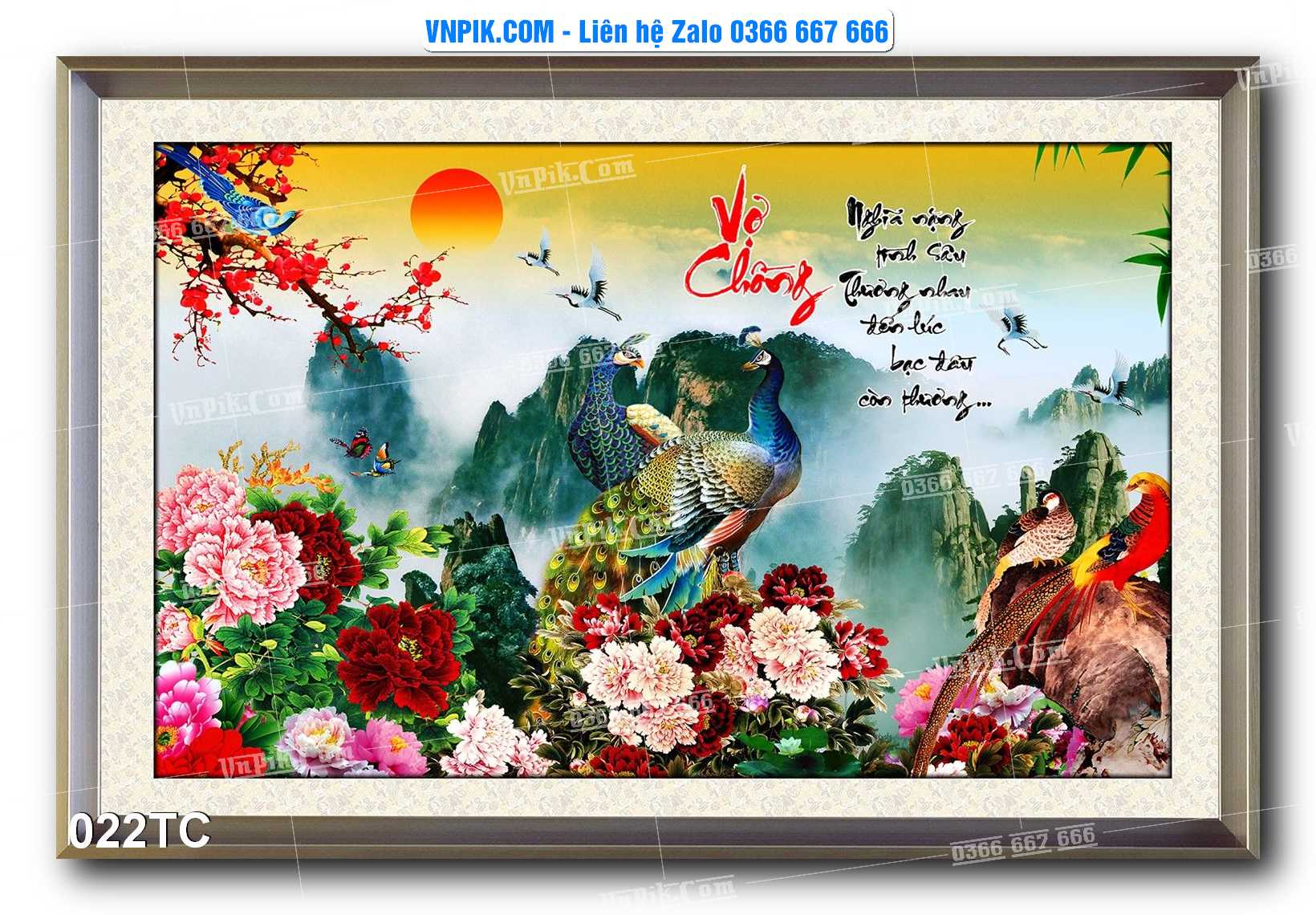 Tranh Treo Tường – Chim Công Hoa Mẫu Đơn 022TC