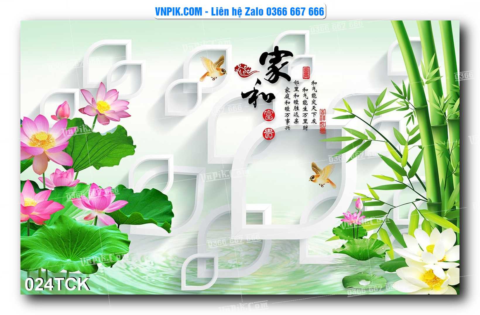 Tranh Hoa Sen – Cá Koi – Cá Chép  024TCK