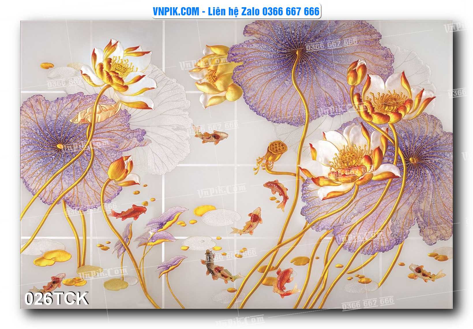 Tranh Hoa Sen – Cá Koi – Cá Chép  026TCK