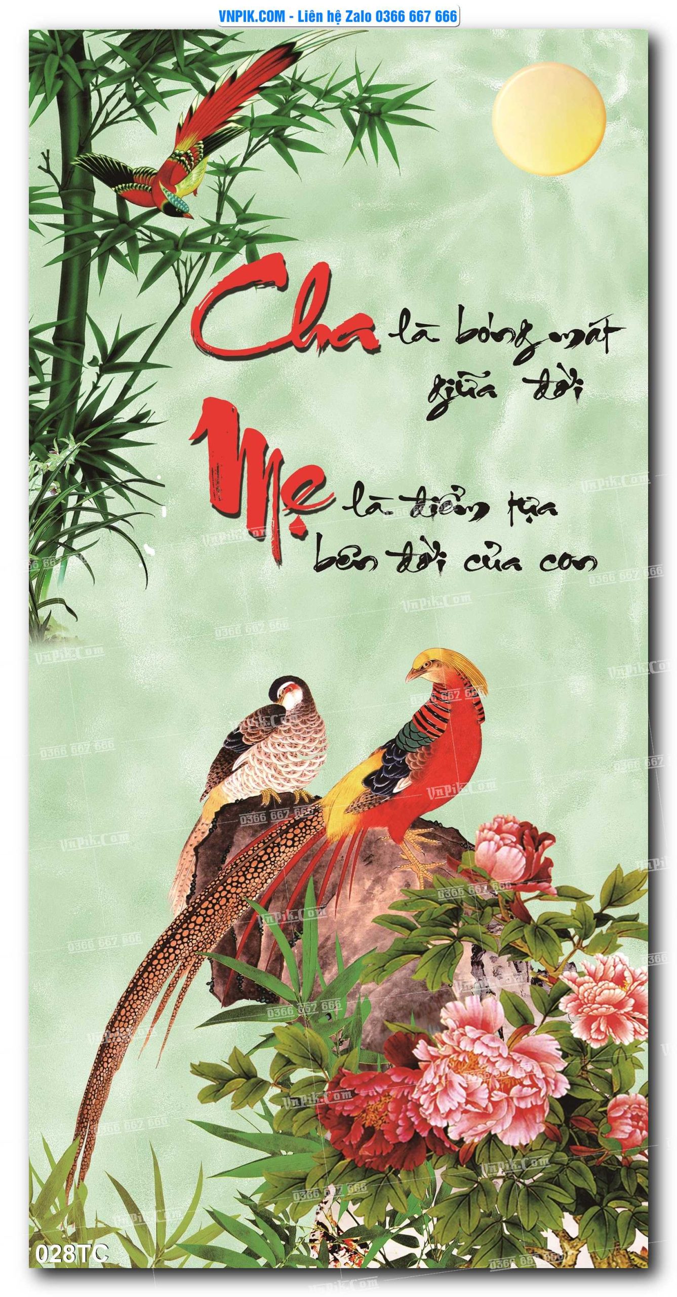 Tranh Treo Tường – Chim Công Hoa Mẫu Đơn 028TC