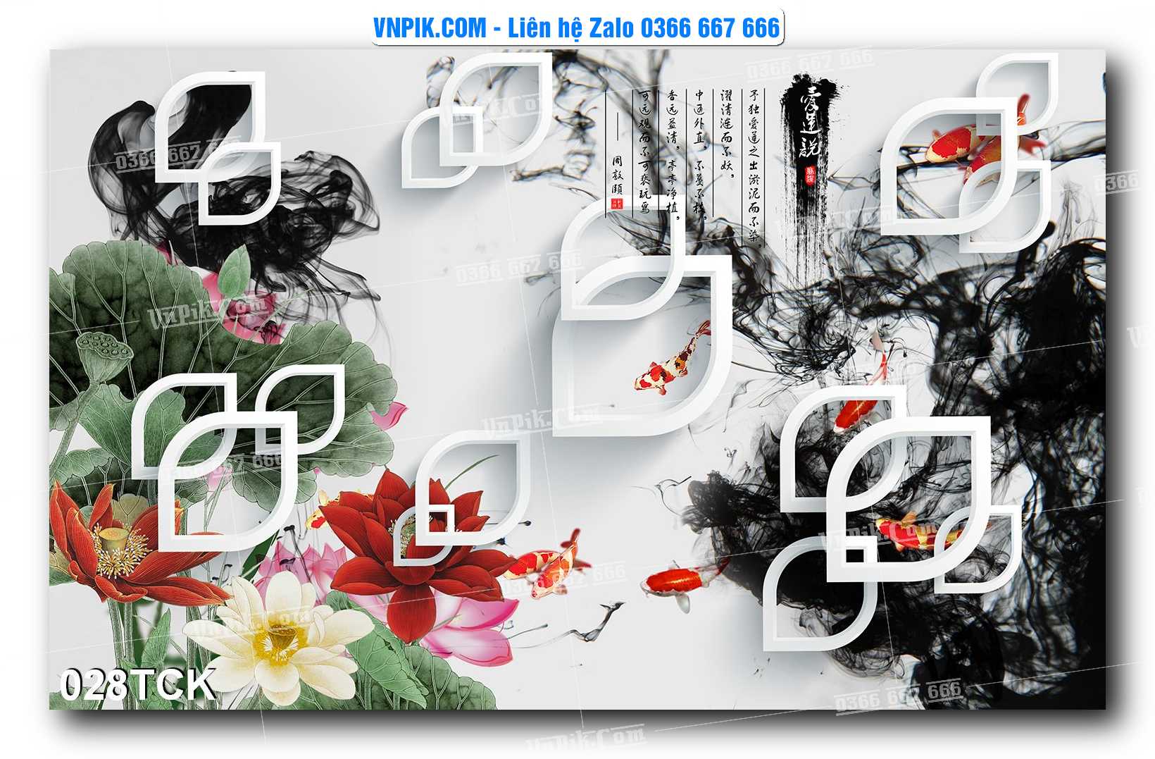 Tranh Hoa Sen – Cá Koi – Cá Chép  028TCK