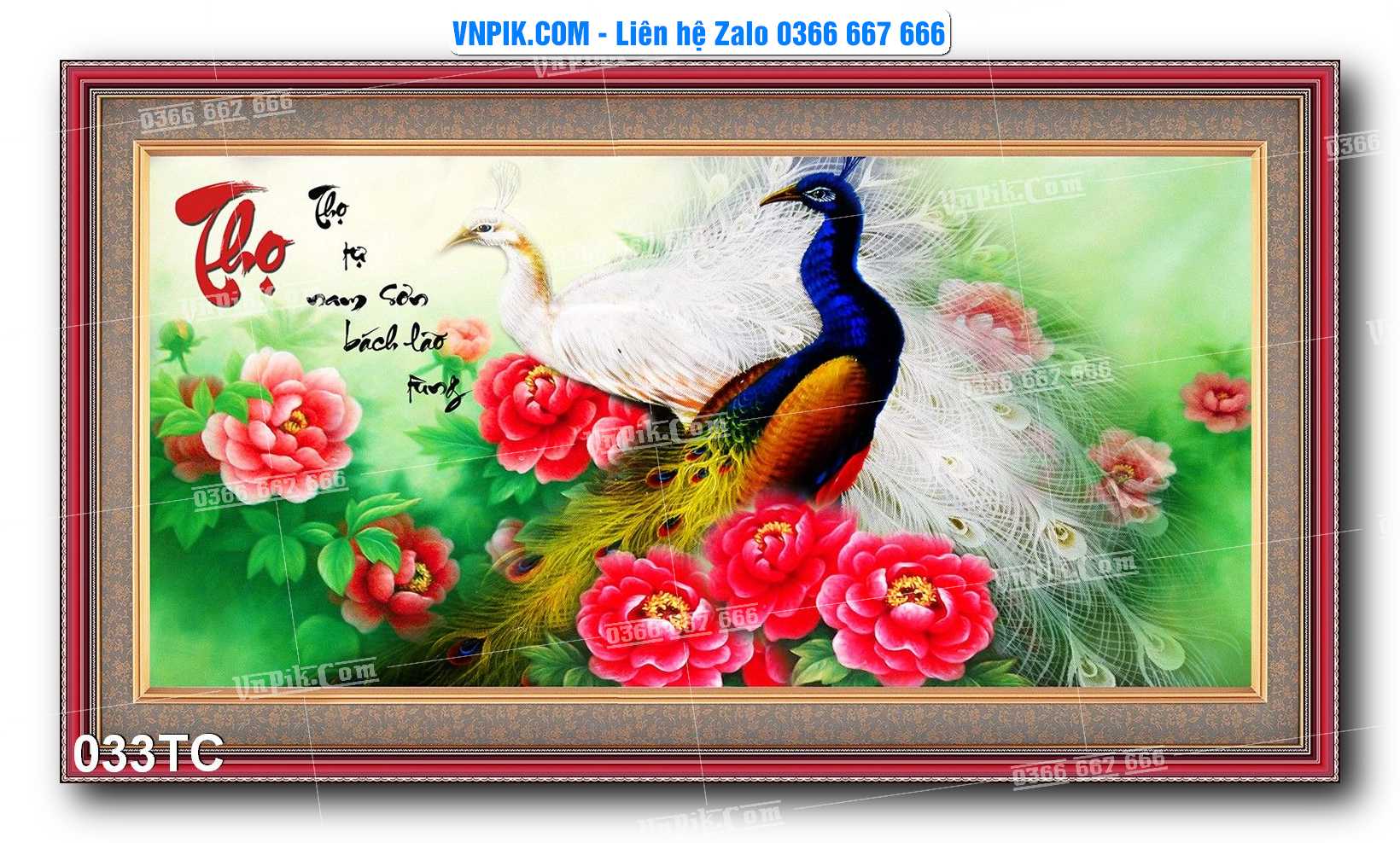 Tranh Treo Tường – Chim Công Hoa Mẫu Đơn 033TC