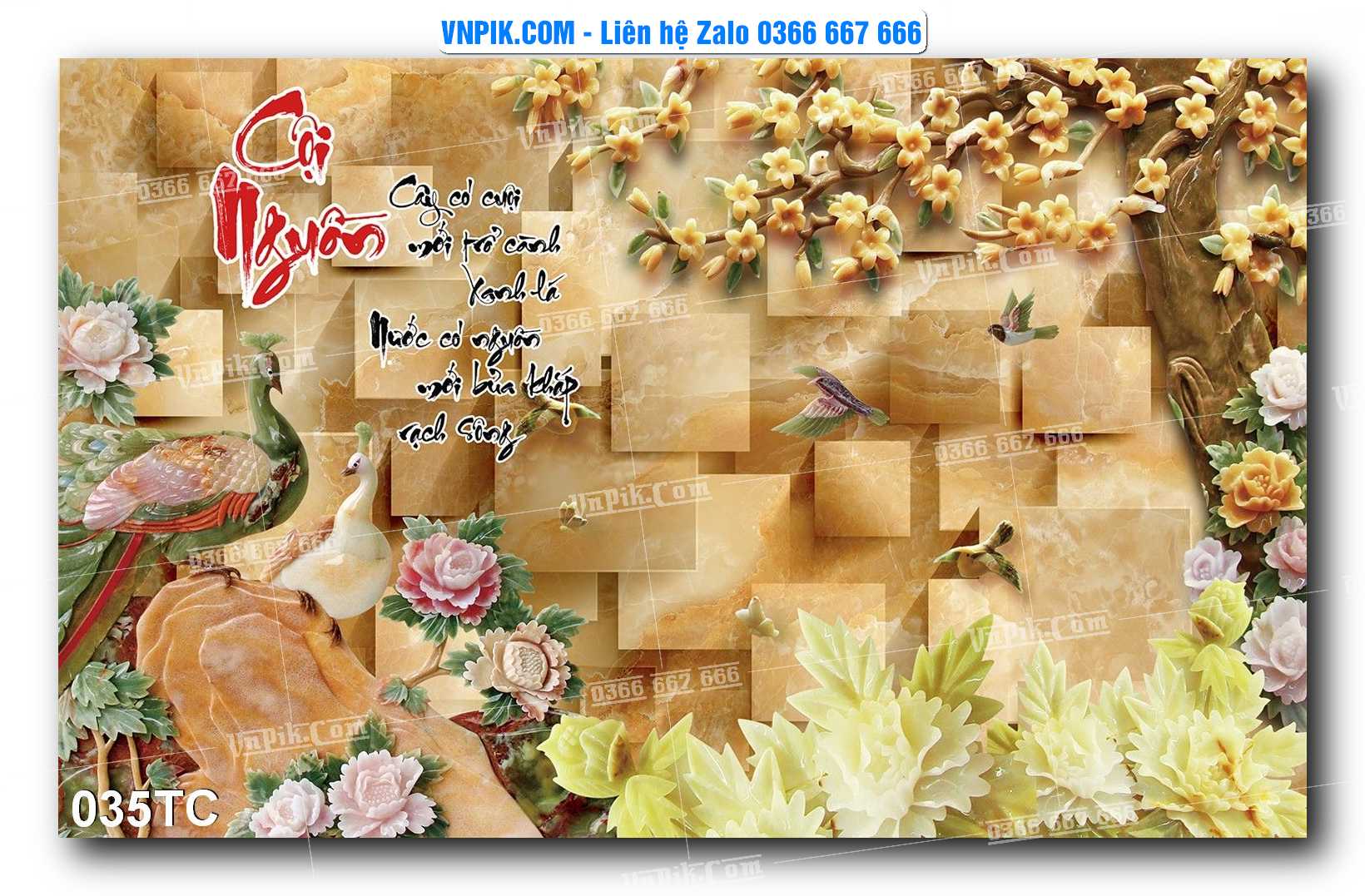 Tranh Treo Tường – Chim Công Hoa Mẫu Đơn 035TC