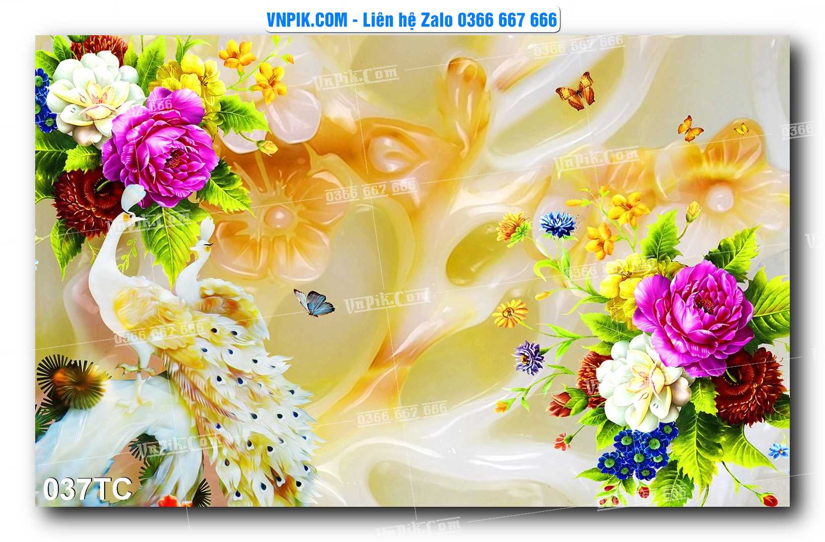 Tranh Treo Tường – Chim Công Hoa Mẫu Đơn 037TC