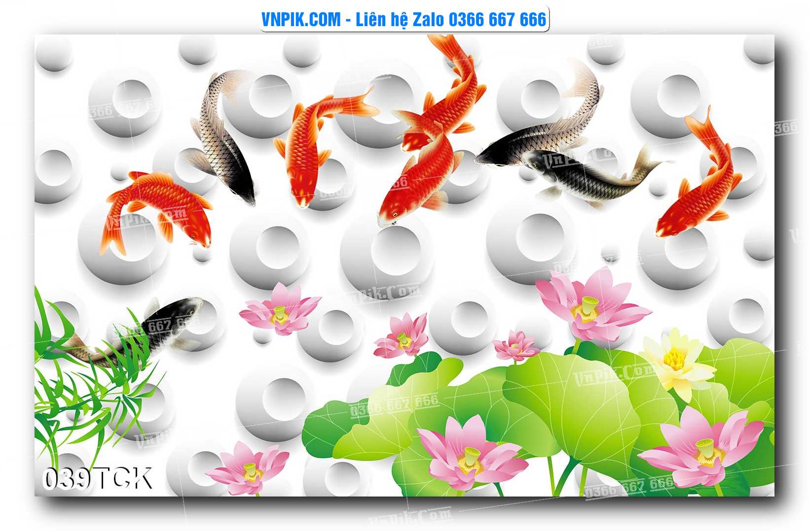 Tranh Hoa Sen – Cá Koi – Cá Chép  039TCK