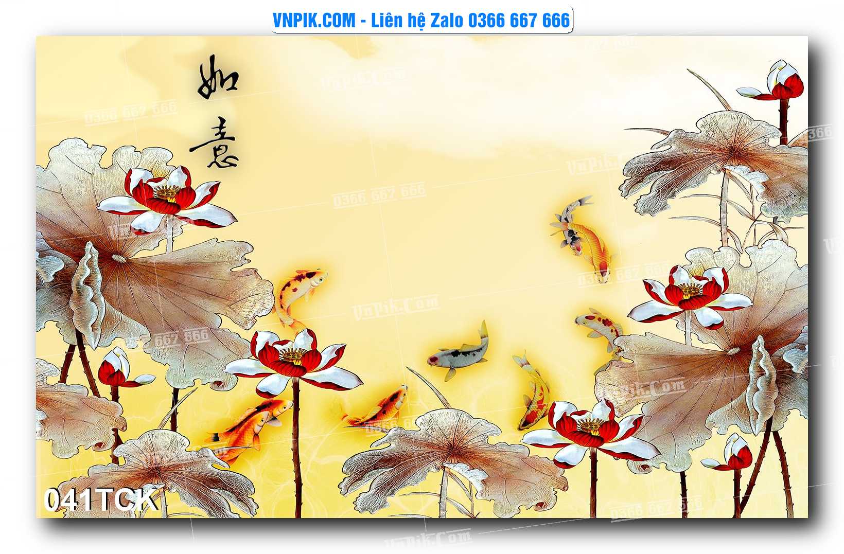 Tranh Hoa Sen – Cá Koi – Cá Chép  041TCK