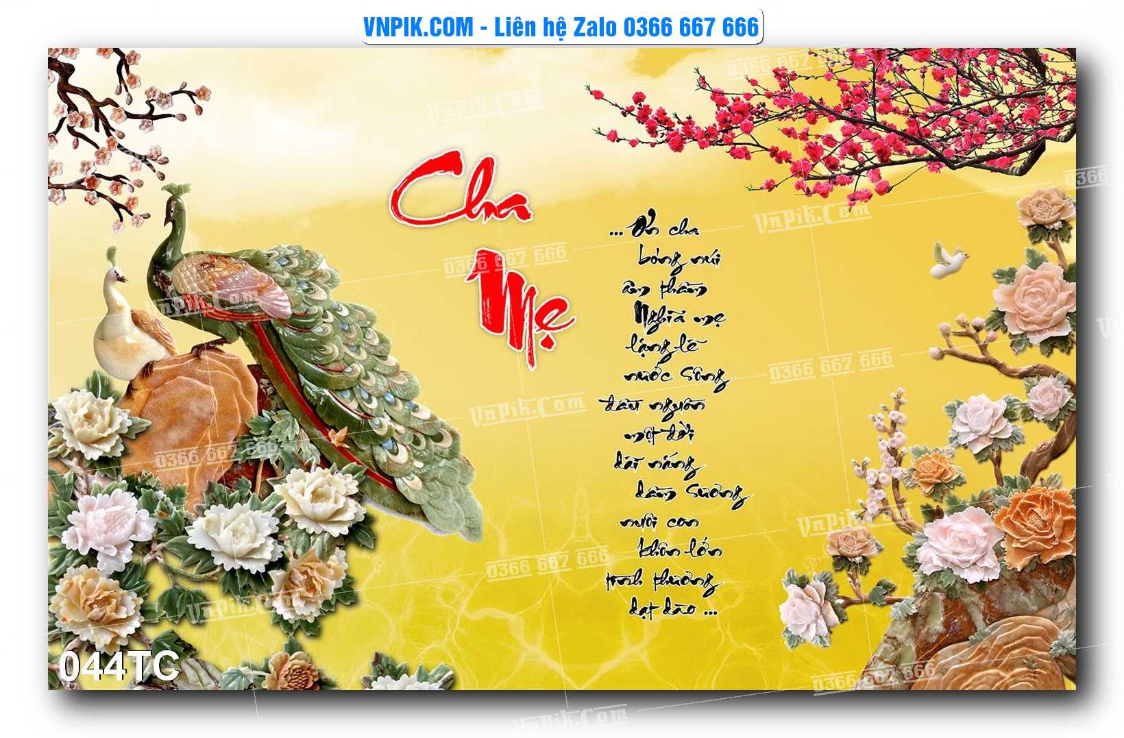 Tranh Treo Tường – Chim Công Hoa Mẫu Đơn 044TC