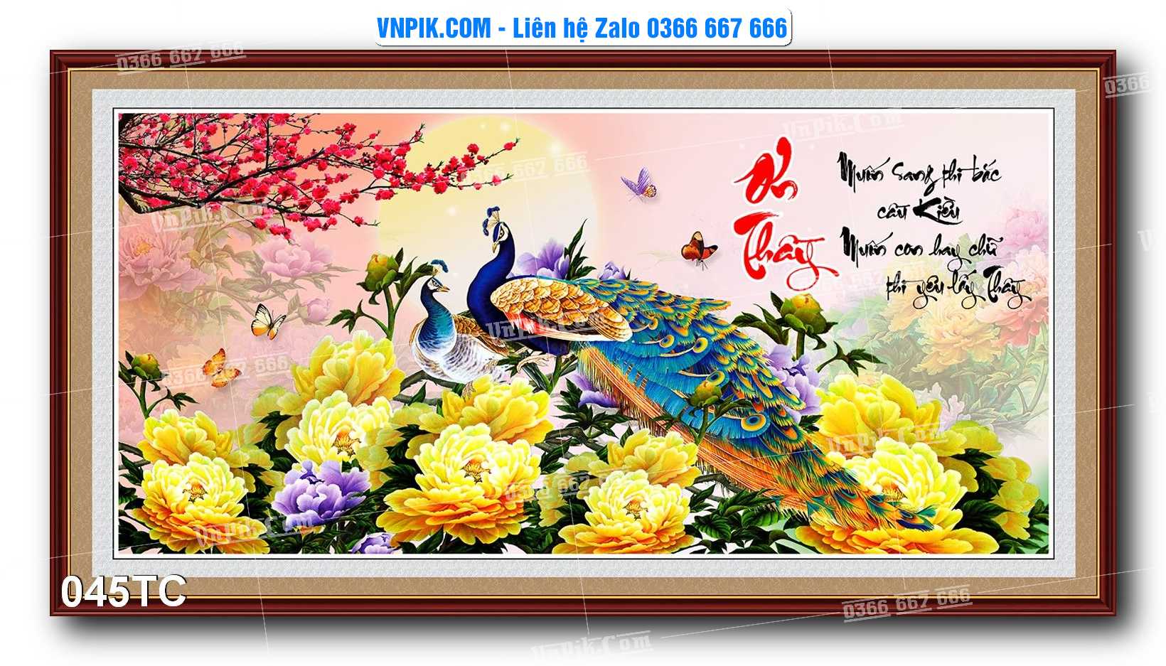 Tranh Treo Tường – Chim Công Hoa Mẫu Đơn 045TC